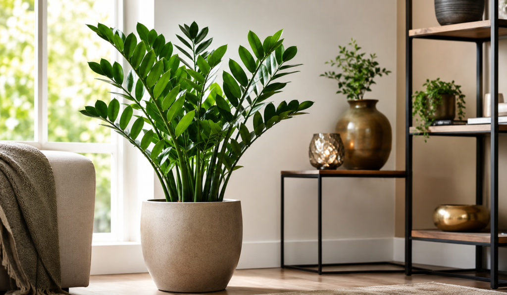 Cantinho moderno e acolhedor com plantas
