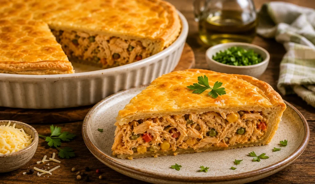 Torta de frango caseira e saborosa