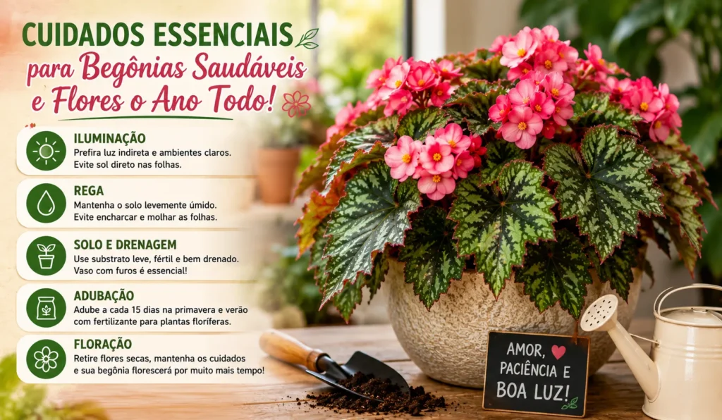 Cuidados essenciais para begônias floridas