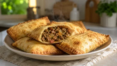 Pastel na Air Fryer crocante e dourado com recheio suculento de carne moída