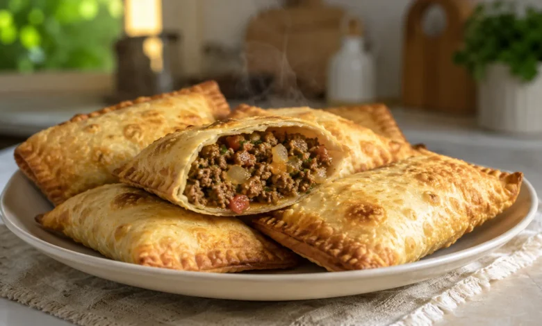 Pastel na Air Fryer crocante e dourado com recheio suculento de carne moída