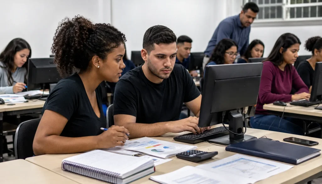 Aula prática do Curso Técnico em Administração