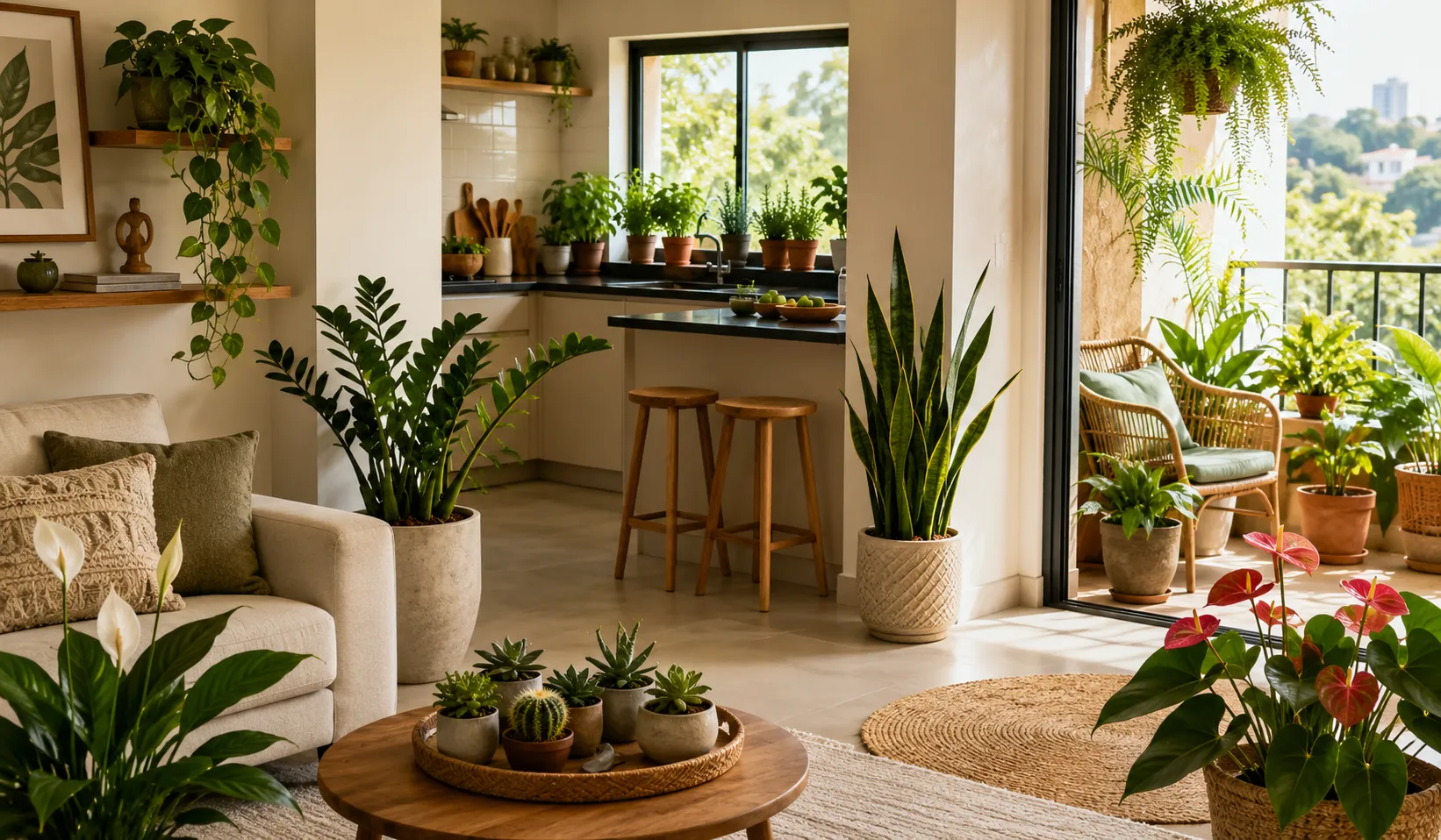 Plantas fáceis de cuidar que deixam sala, cozinha e varanda lindas