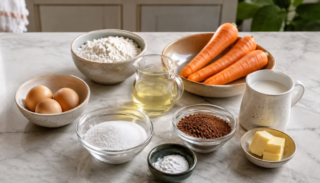 Ingredientes para Bolo de Cenoura