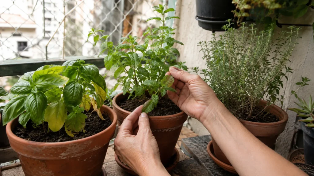 Como identificar problemas em temperos cultivados em vasos