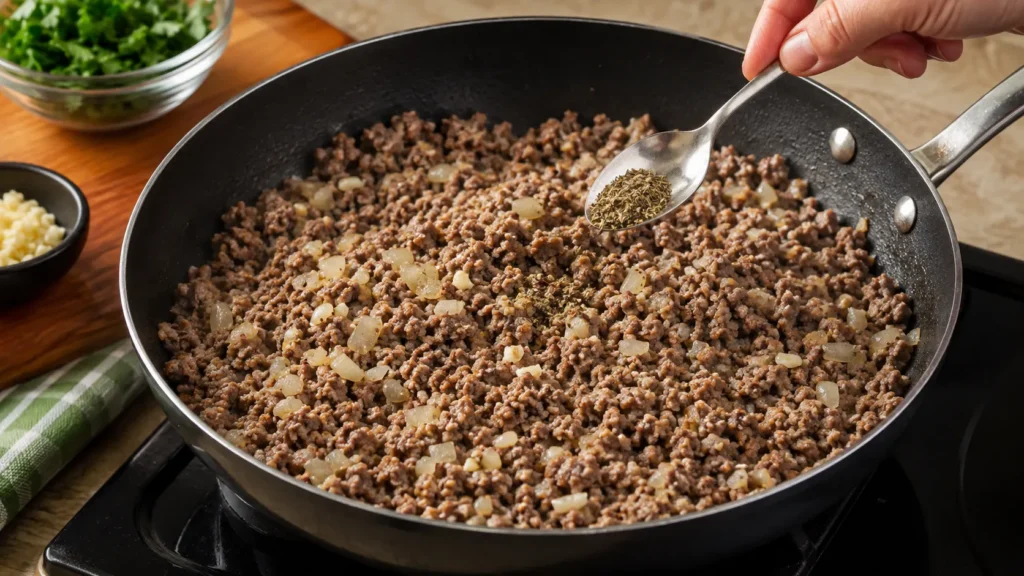Carne moída refogada com temperos