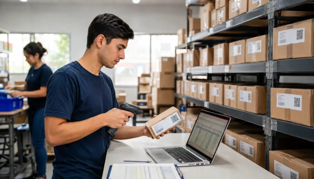 Aluno aprendendo gestão de estoque no Curso Técnico em Logística