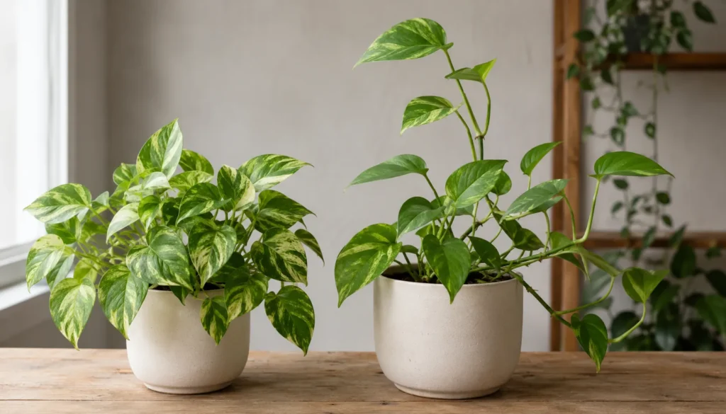 Plantas Pothos sobre Mesa de Madeira