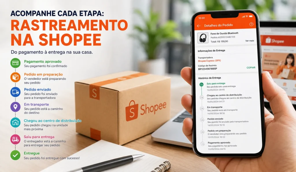 Acompanhamento de pedidos na Shopee