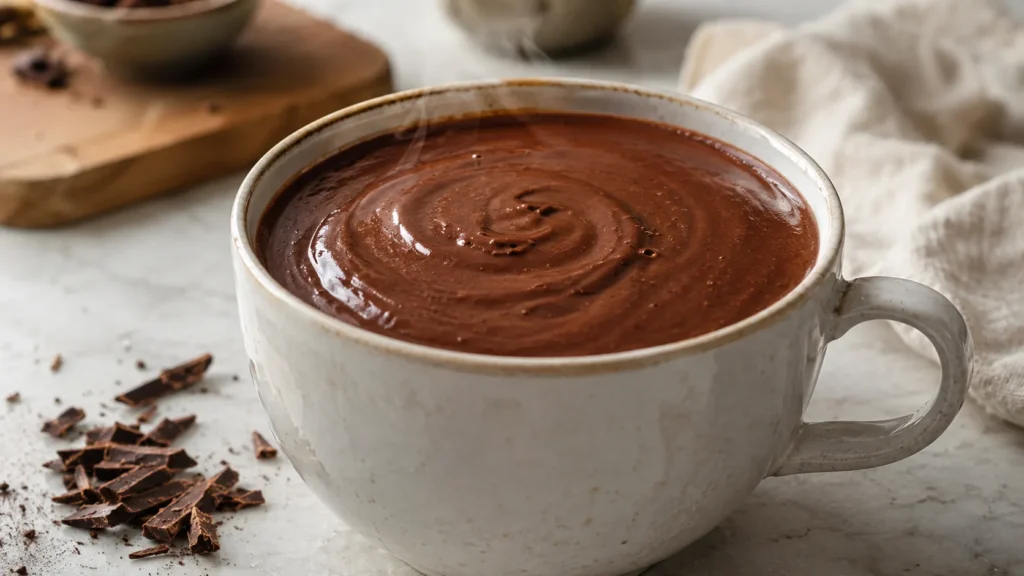  Chocolate quente cremoso finalizado e pronto para servir