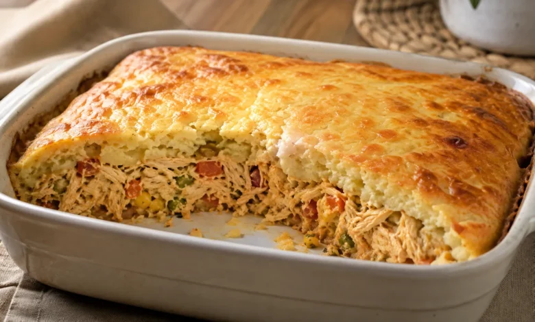 Torta de frango de liquidificador brasileira recém-assada