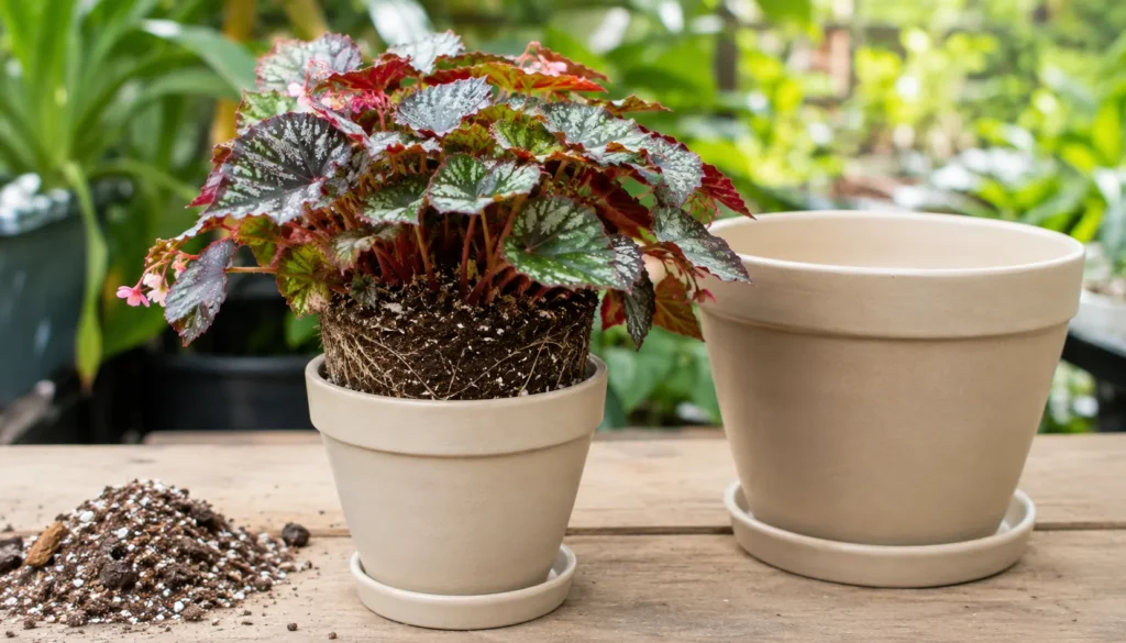 Vaso com drenagem e substrato aerado para begônia