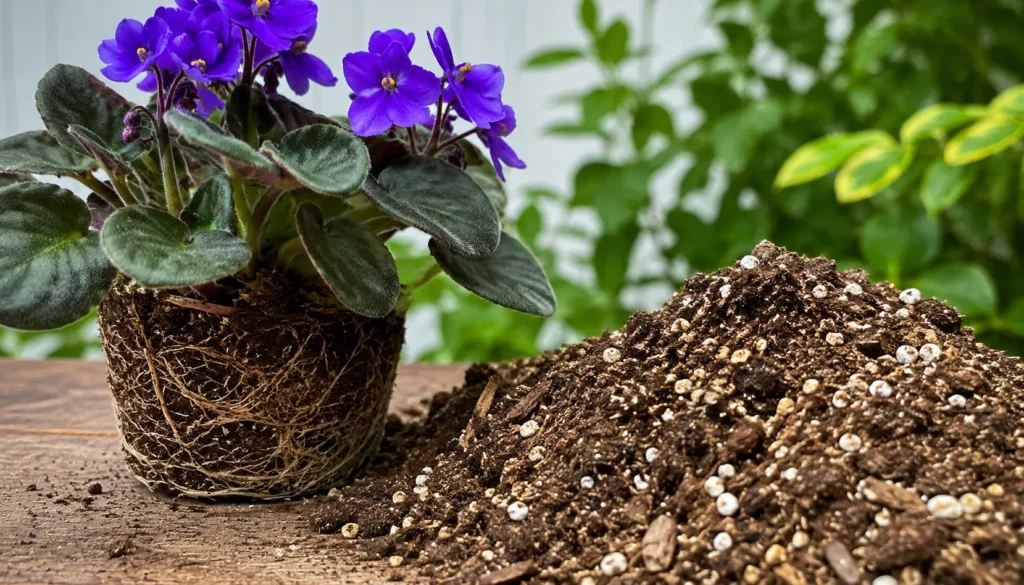 Substrato leve e poroso para cultivar flor violeta