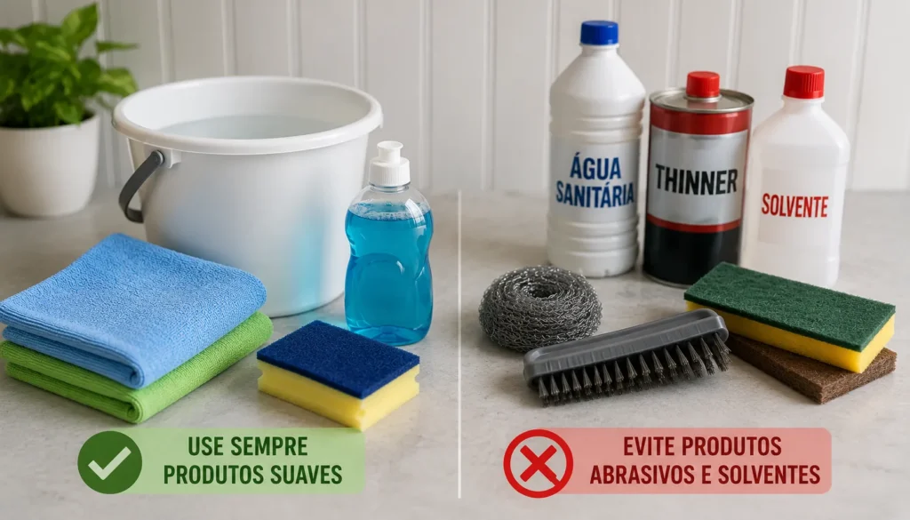 Soluções suaves e produtos a evitar