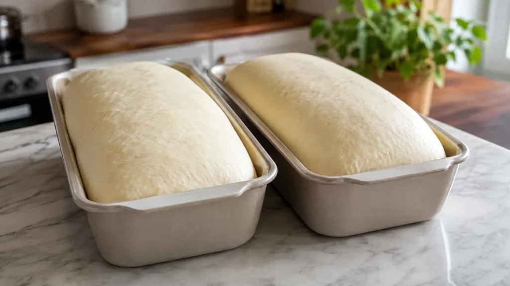 Pães Crescendo em Formas na Cozinha