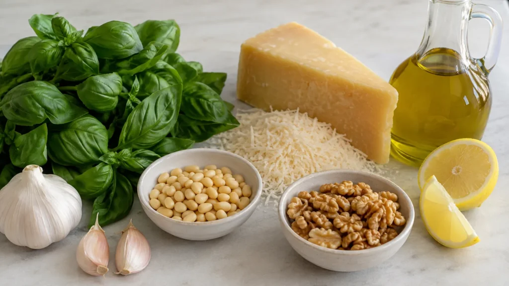 lista de ingredientes do molho pesto