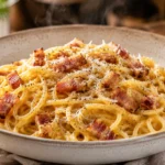 Macarrão à carbonara cremoso com guanciale, queijo Pecorino e pimenta-do-reino