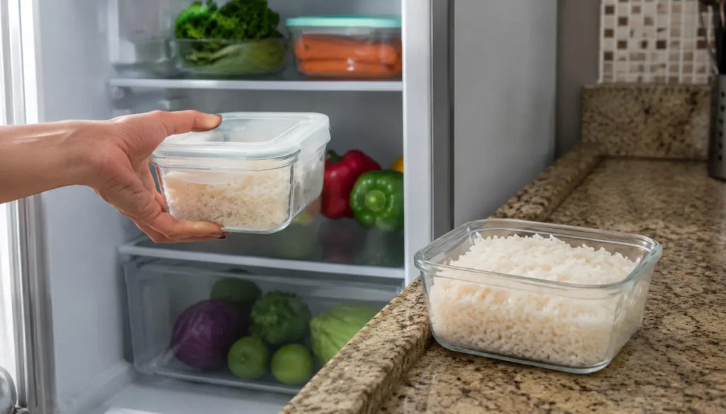 Armazenamento de arroz na geladeira