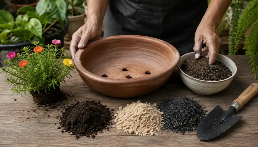 Preparo de Vaso com Flores e Solo