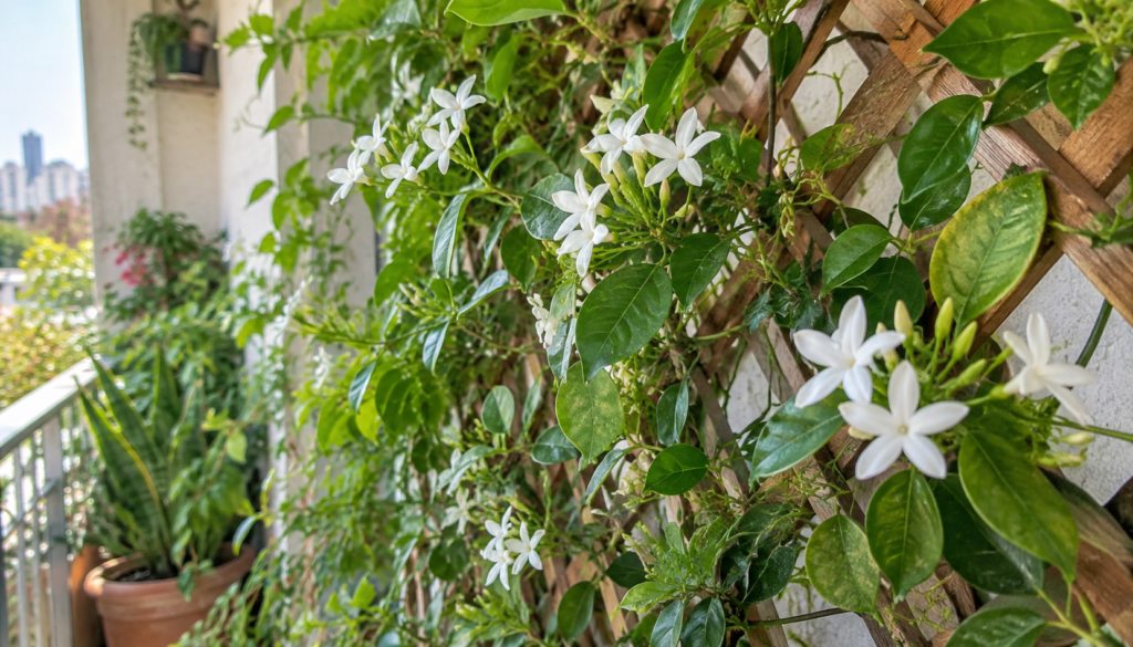 Jasmim em local com boa luminosidade para o cultivo